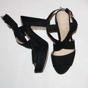 Black Strap Heel Sandal